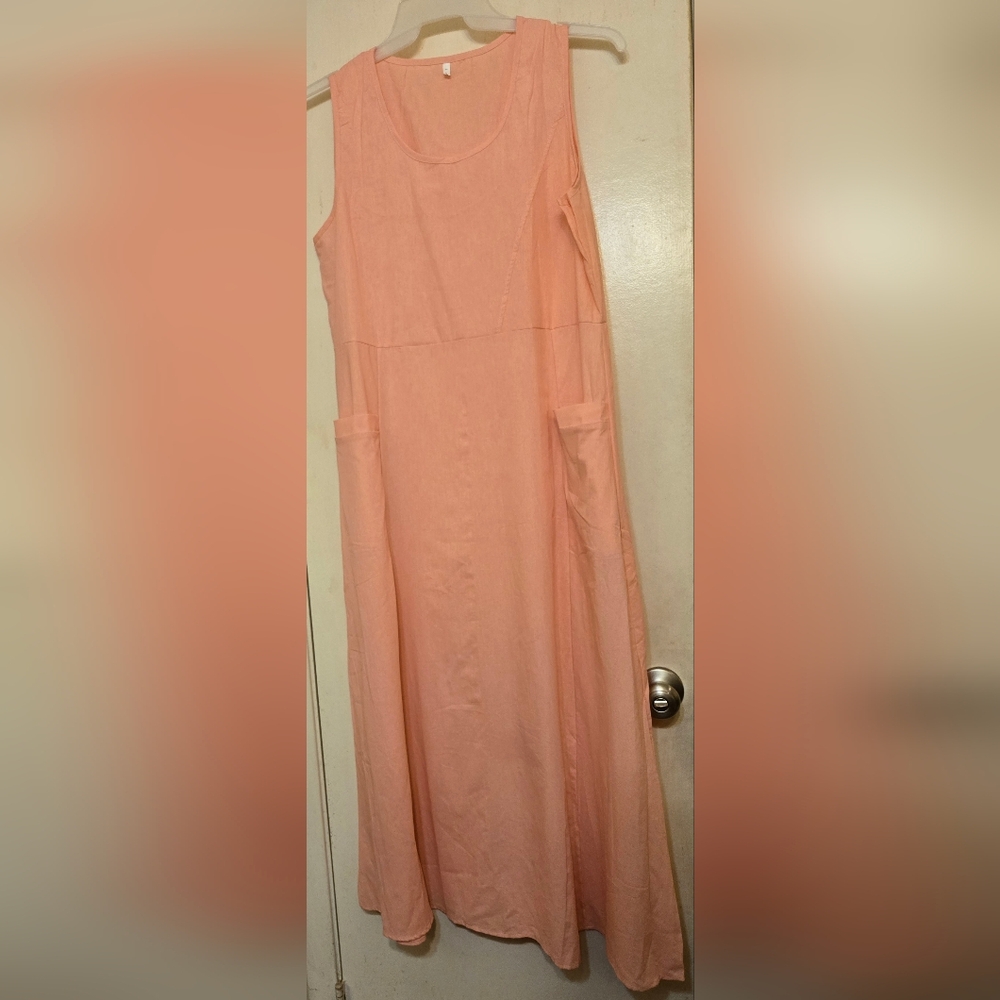 Peach A-Line Maxi Dress NWOT - Picture 1 of 3